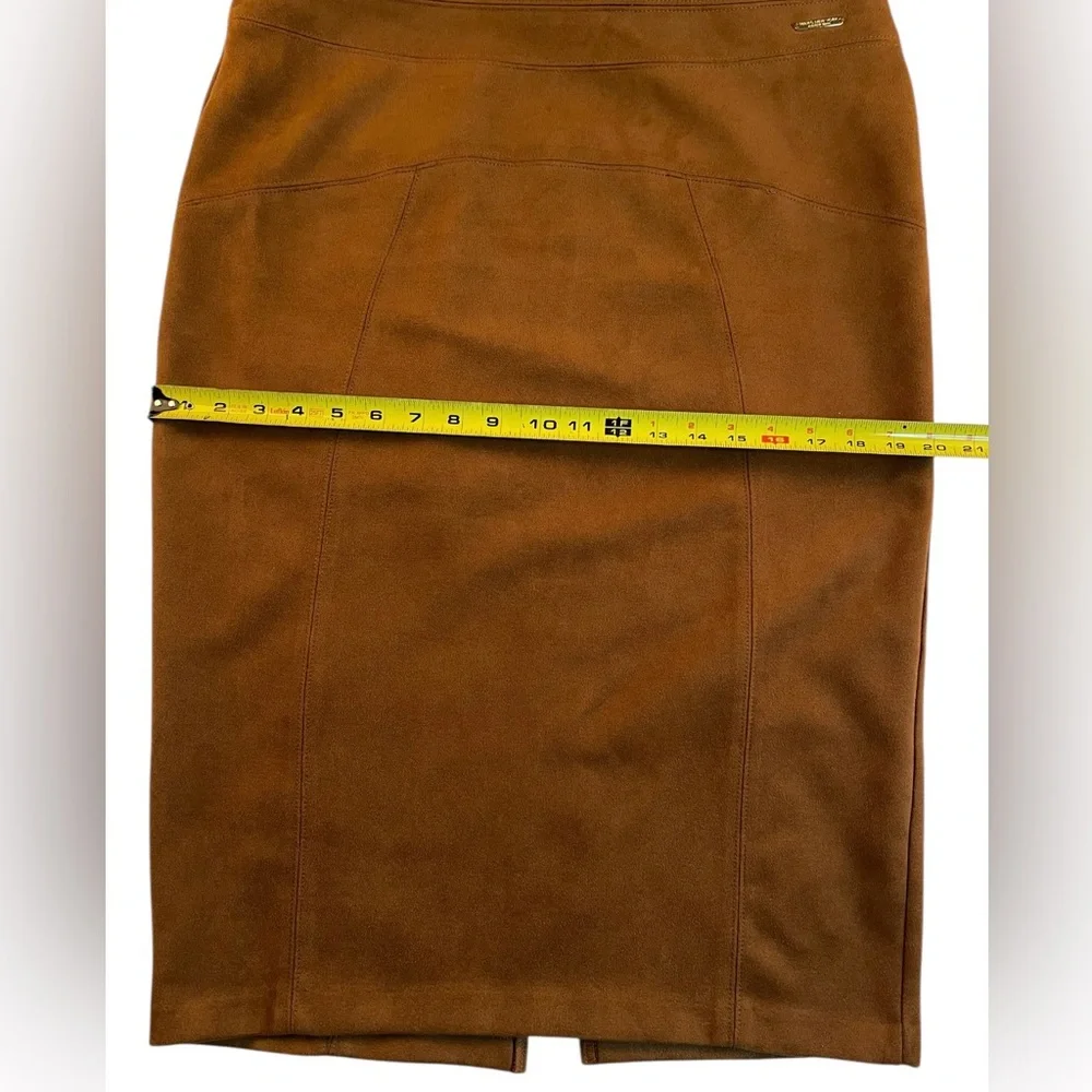 Marc New York Andrew Marc Brown Faux Suede Pencil Skirt Pull-On Women’s Sz Med